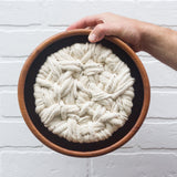 Woven Wall Sculpture in Vintage Teak Frame | Neutral