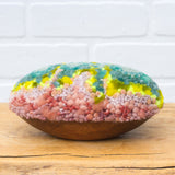 Puff "Loaff" in Vintage Teak Frame | Neon + Pink
