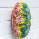 Puff "Loaff" in Vintage Teak Frame | Neon + Pink