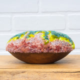 Puff "Loaff" in Vintage Teak Frame | Neon + Pink