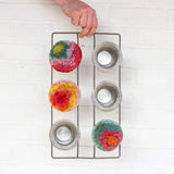 Puff Fiber Sculpture in Vintage Popover Pan | Rainbow