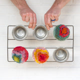 Puff Fiber Sculpture in Vintage Popover Pan | Rainbow