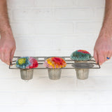 Puff Fiber Sculpture in Vintage Popover Pan | Rainbow