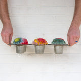 Puff Fiber Sculpture in Vintage Popover Pan | Rainbow