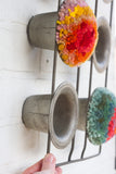 Puff Fiber Sculpture in Vintage Popover Pan | Rainbow