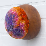 Puff Fiber Sculpture in Vintage Teak Frame | Sunset