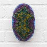 Puff "Loaff" in Vintage Teak Frame | Green + Purple