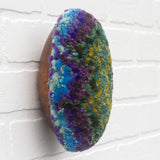 Puff "Loaff" in Vintage Teak Frame | Green + Purple