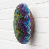 Puff "Loaff" in Vintage Teak Frame | Green + Purple