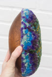 Puff "Loaff" in Vintage Teak Frame | Green + Purple