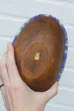 Puff "Loaff" in Vintage Teak Frame | Green + Purple