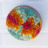 Puff Sculpture in Vintage Teak Frame | Volcano