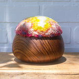 Puff Fiber Sculpture in Vintage Teak Frame | Firelight