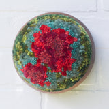 Puff Fiber Sculpture in Vintage Teak Frame | Watermelon