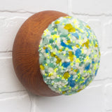 Puff Sculpture in Vintage Teak Frame | Confetti