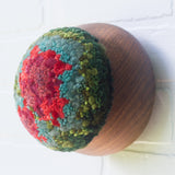 Puff Fiber Sculpture in Vintage Teak Frame | Watermelon