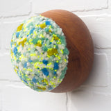 Puff Sculpture in Vintage Teak Frame | Confetti