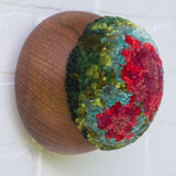 Puff Fiber Sculpture in Vintage Teak Frame | Watermelon