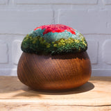 Puff Fiber Sculpture in Vintage Teak Frame | Watermelon