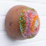 Puff Sculpture in Vintage Teak Frame | Spring