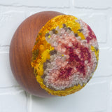 Puff Fiber Sculpture in Vintage Teak Frame | Berry + Mustard