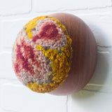Puff Fiber Sculpture in Vintage Teak Frame | Berry + Mustard