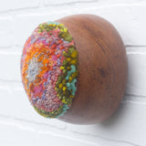 Puff Sculpture in Vintage Teak Frame | Spring