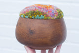 Puff Sculpture in Vintage Teak Frame | Spring