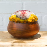 Puff Fiber Sculpture in Vintage Teak Frame | Berry + Mustard