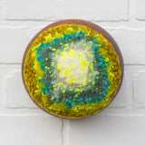 Puff Sculpture in Vintage Teak Frame | Neon Pop