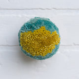 Mini Puff Fiber Sculpture | Turquoise + Chartreuse