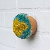 Mini Puff Fiber Sculpture | Turquoise + Chartreuse