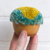 Mini Puff Fiber Sculpture | Turquoise + Chartreuse