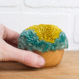 Mini Puff Fiber Sculpture | Turquoise + Chartreuse