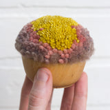 Mini Puff Fiber Sculpture | Mustard + Pink + Taupe