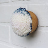 Mini Puff Fiber Sculpture | White + Blue