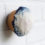 Mini Puff Fiber Sculpture | White + Blue