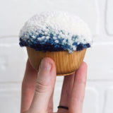 Mini Puff Fiber Sculpture | White + Blue