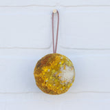 Mini Teak Puff | Mustard + White