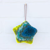 Star Puff Ornament | Aqua + Neon