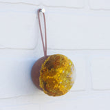 Mini Teak Puff | Mustard + White