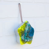 Star Puff Ornament | Aqua + Neon