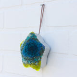 Star Puff Ornament | Aqua + Neon