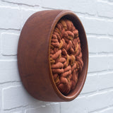 Woven Wall Sculpture in Vintage Teak Frame | Rust