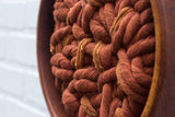 Woven Wall Sculpture in Vintage Teak Frame | Rust