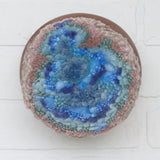 Puff Fiber Sculpture in Teak Frame | Blue + Mauve