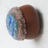 Puff Fiber Sculpture in Teak Frame | Blue + Mauve