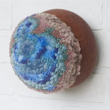 Puff Fiber Sculpture in Teak Frame | Blue + Mauve