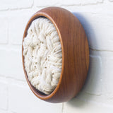 Woven Wall Sculpture in Vintage Teak Frame | Neutral