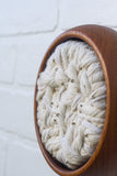 Woven Wall Sculpture in Vintage Teak Frame | Neutral